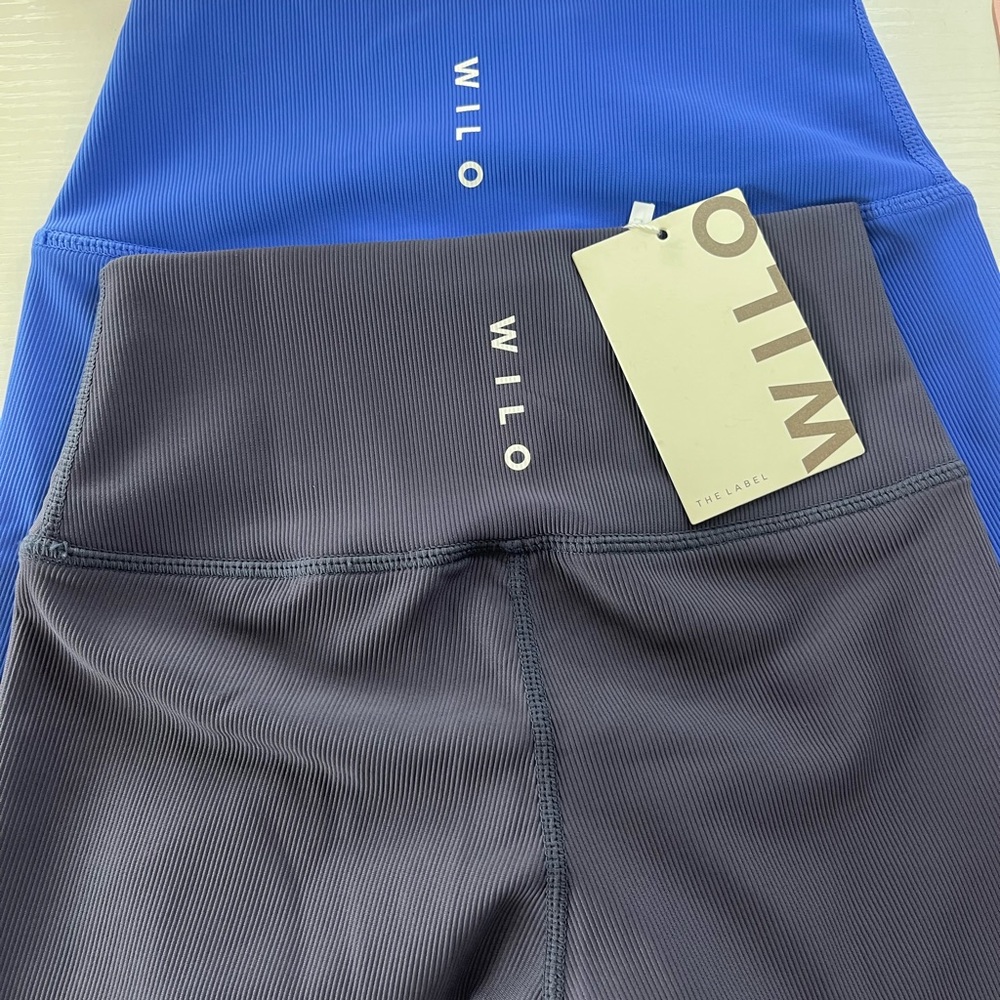 *NEW* Wilo The Label TEE RIB SHORT SET (charcoal grey, bright blue) size xs